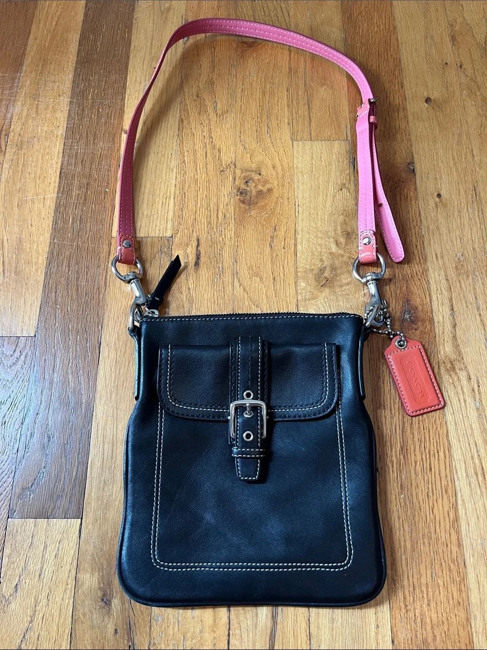 Coach Leather Crossbody Bag with Pink Strap